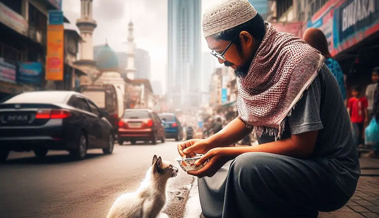 Kasih makan kucing, makna hidup