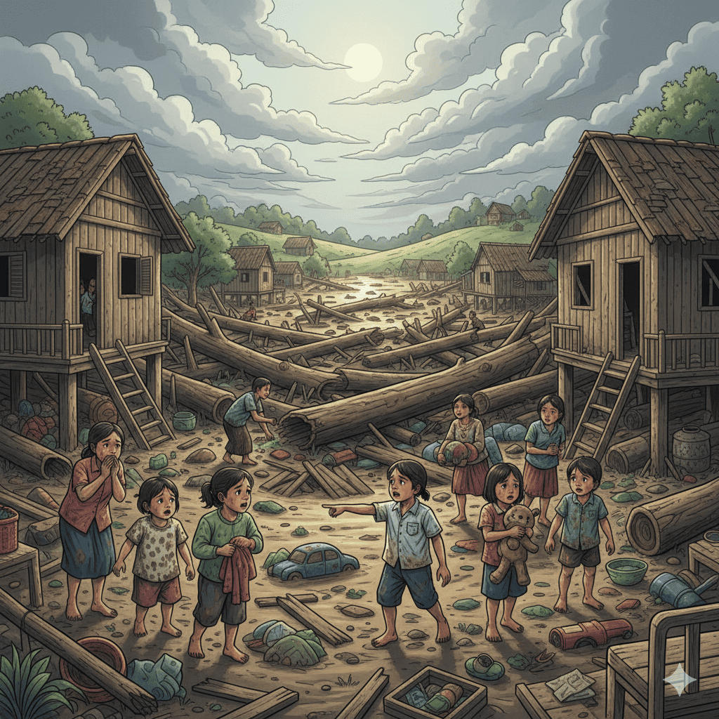 Ilustrasi caah bandang di Sumatra