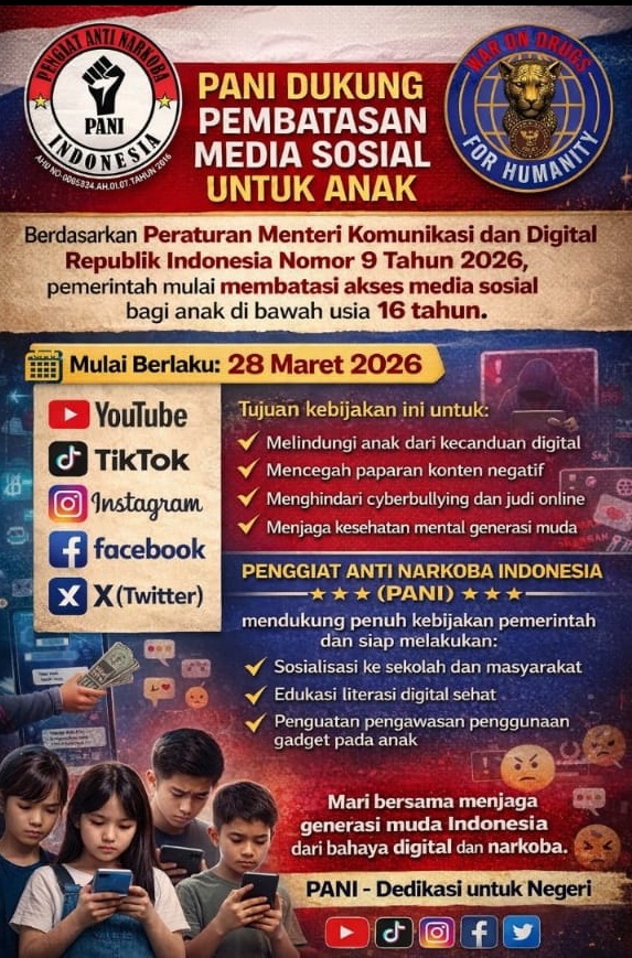 Artikel terbaru Majumussunda News. "PANI Dukung Pembatasan Media Sosial untuk Anak di Bawah 16 Tahun'". Sumber: Humas PANI
