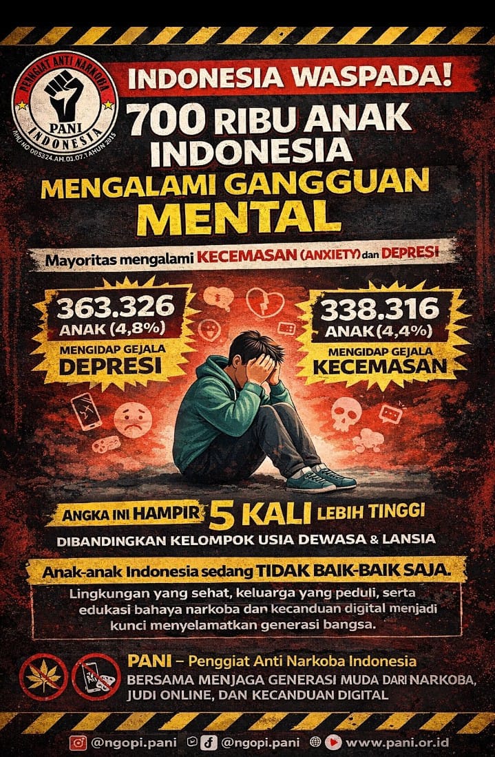 Judul: 700 Ribu Anak Indonesia Alami Gangguan Mental, PANI: Generasi Kita Sedang Tidak Baik-baik Saja. Sumber: Humas PANI