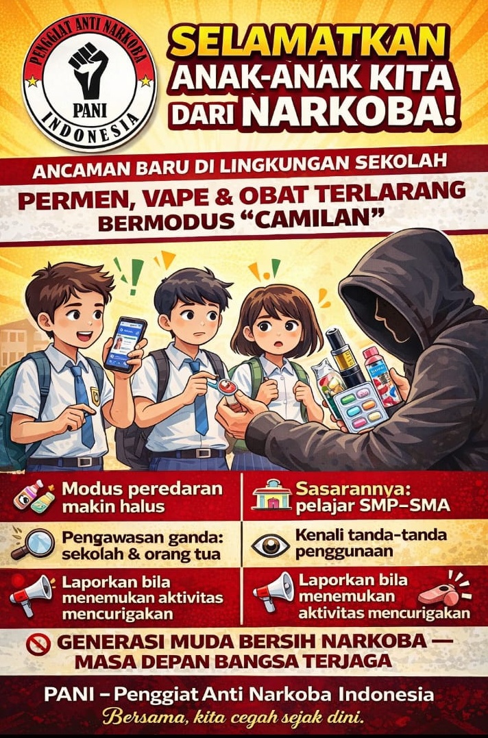 Artikel terbaru: Peredaran Narkoba Terselubung di Lingkungan Sekolah Mengancam Masa Depan Generasi Muda. Sumber: PANI