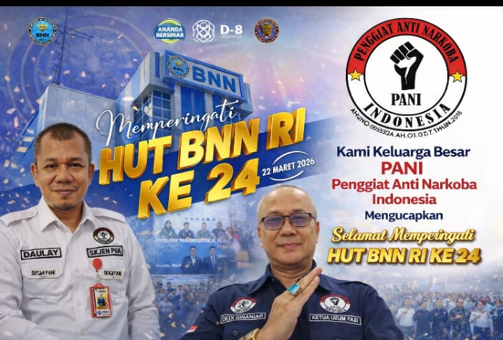 Berita terbaru MajmusSunda News. PANI (Penggiat Anti Narkoba Indonesia)Apresiasi Kinerja BNN RI pada HUT ke-24. Sumber: PANI