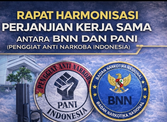 Berita terbaru "RAPAT HARMONISASI PERJANJIAN KERJA SAMA ANTARA BNN DAN PANI (PENGGIAT ANTI NARKOBA INDONESIA)". Sumber: PANI 