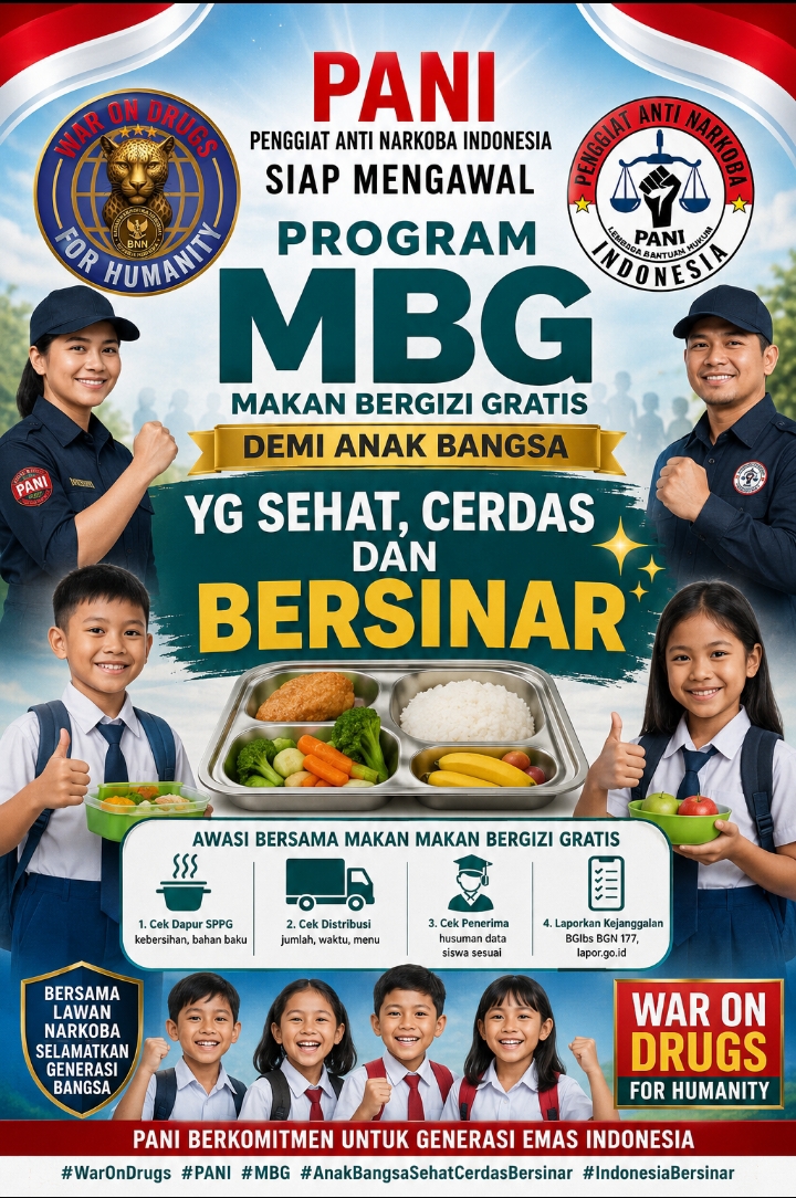 Berita terbaru MajmusSunda News "PANI Kawal Program MBG". Sumber berita: Divisi Humas PANI (Penggiat Anti Narkoba Indonesia)