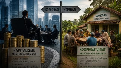 Koperasi Tidak Sama dengan Korporasi, Ia Dijawab Sendiri Oleh Makna Isme dalam Capitalism VS Cooperativism