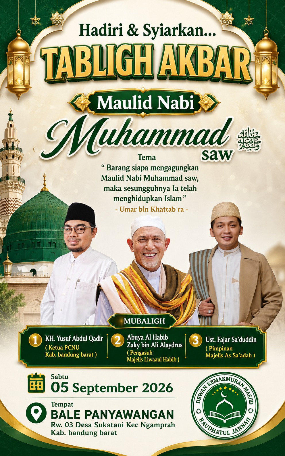 PERINGATAN MAULID NABI MUHAMMAD SAW 1448 H 2026 M DKM RAUDHATUL JANNAH DESA SUKATANI NGAMPRAH BANDUNG BARAT